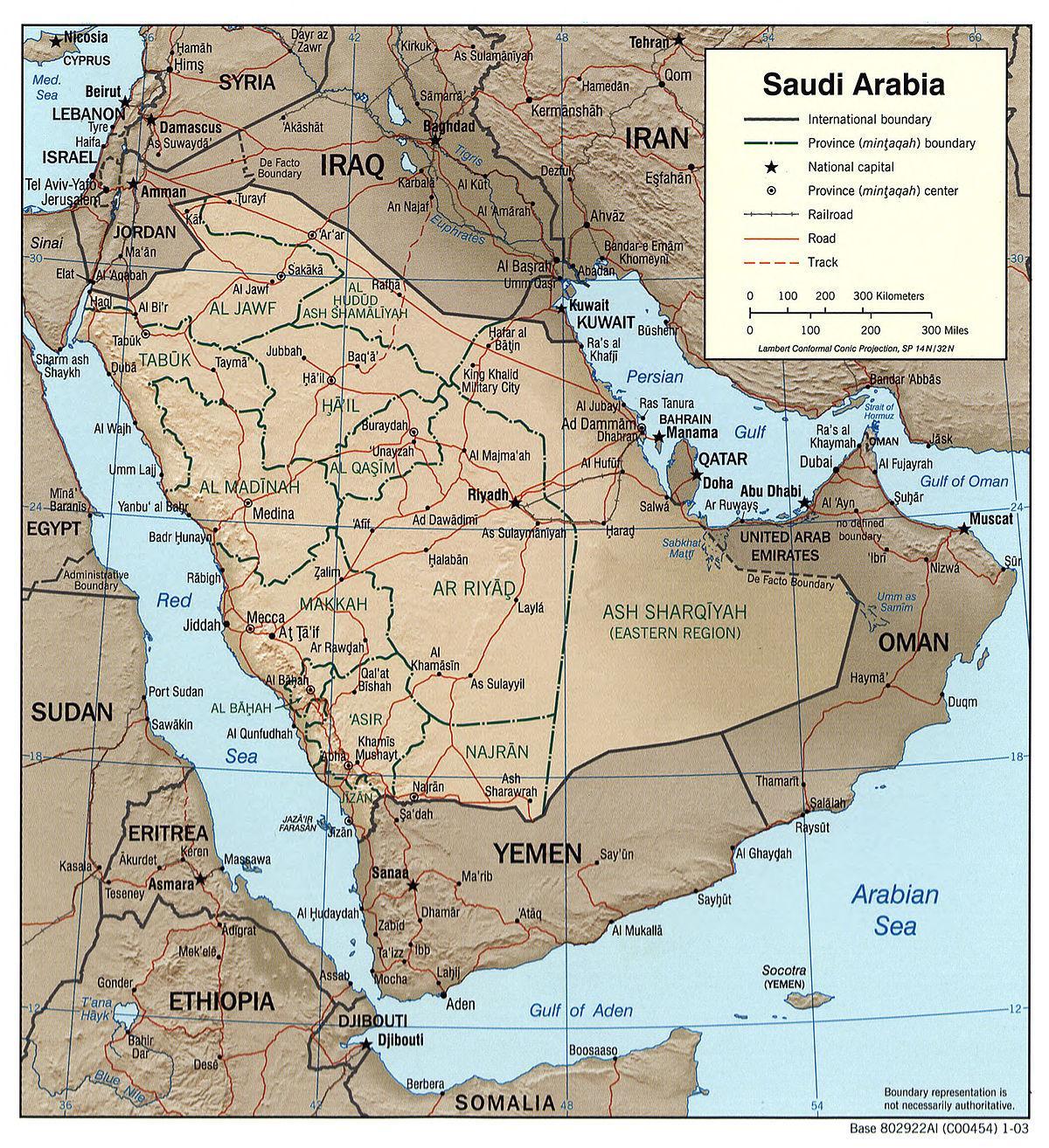 Arab Saudi geografi peta