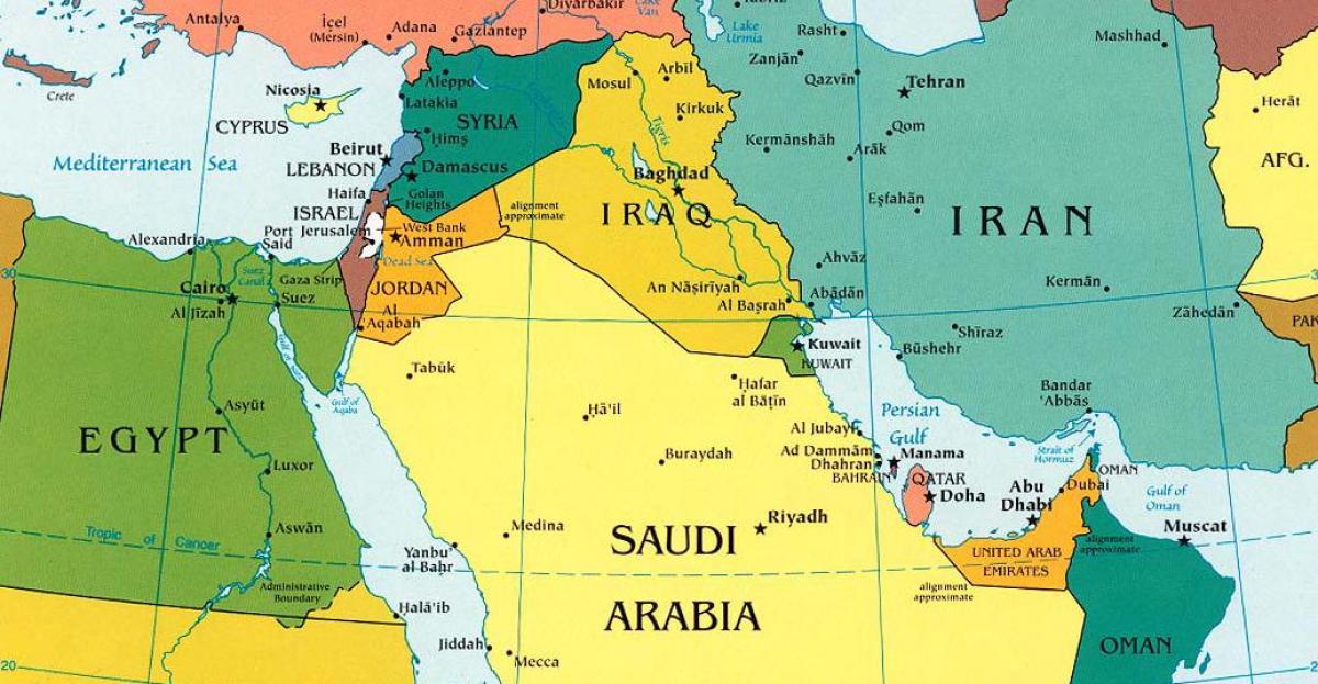 peta Arab Saudi negara-negara sekitarnya