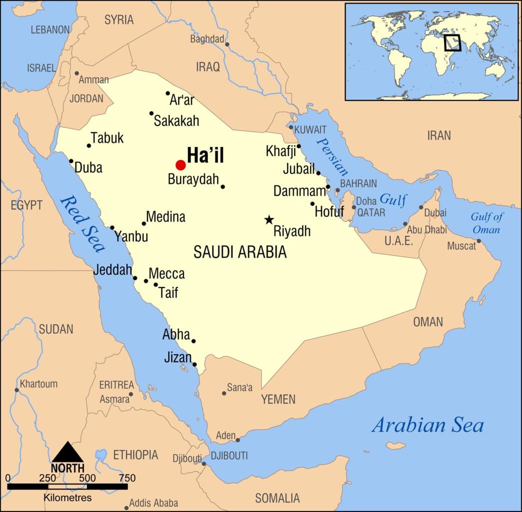 peta dari hail, Arab Saudi
