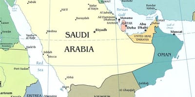 Peta dari Saudi Arabian peninsula