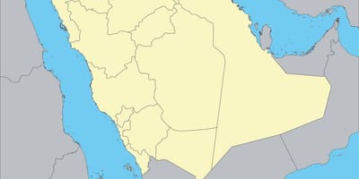 Peta dunia yang menunjukkan Arab Saudi
